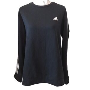 Adidas Black Three Stripe Crewneck Sweatshirt Pullover Mens Large RN88387